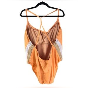 J CREW active color block one piece swimsuit in melon